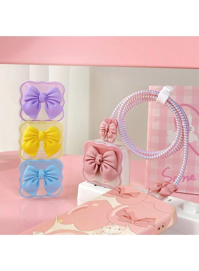 ChicAbode Cable Protector Cover, Cute Cable Protector for iPhone Charger, Kawaii Bow-Knot Data Cable Protector Anti-Bending, Data Cable USB Charger Wire Saver Protector Fit for iPhone 14 13 12 11 Pro Max-Blue - Image 2